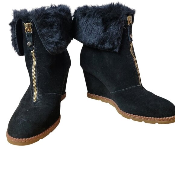 Kate Spade Stasia Black Suede Wedge Boots Size 7 – Luxe & Very Gently Used! - Picture 2 of 9